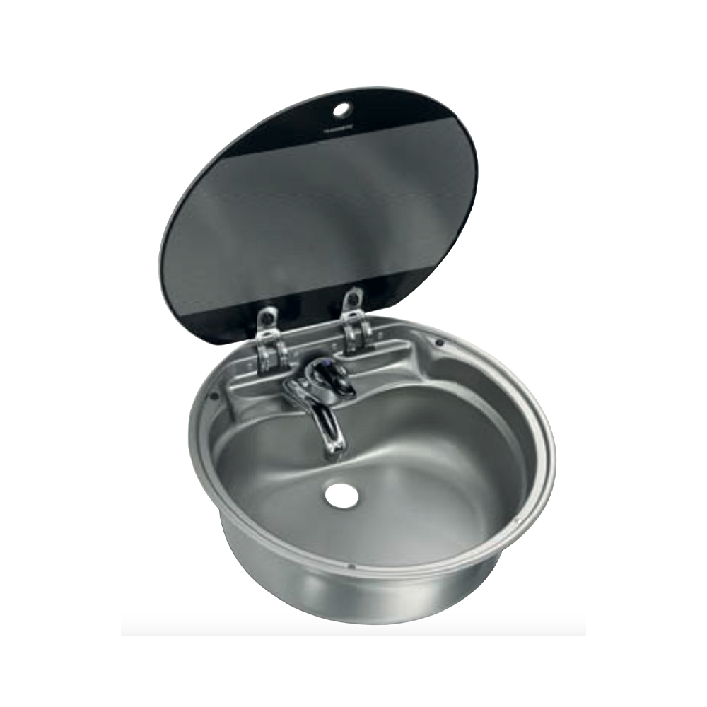 Edelstahl Waschbecken Dometic Sng 420 Ø 420 Mm mit Deckel Edelstahl Waschbecken Solandata
