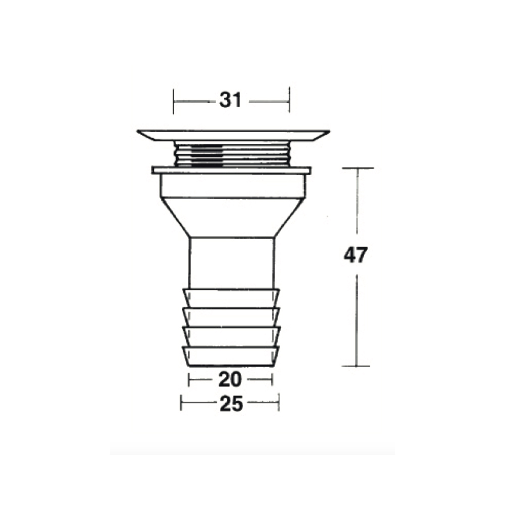 Abfluss Gerade D.25 mm. Mit Kettenstopfen – 10 Stück Abflüsse und Siphons Solandata 2
