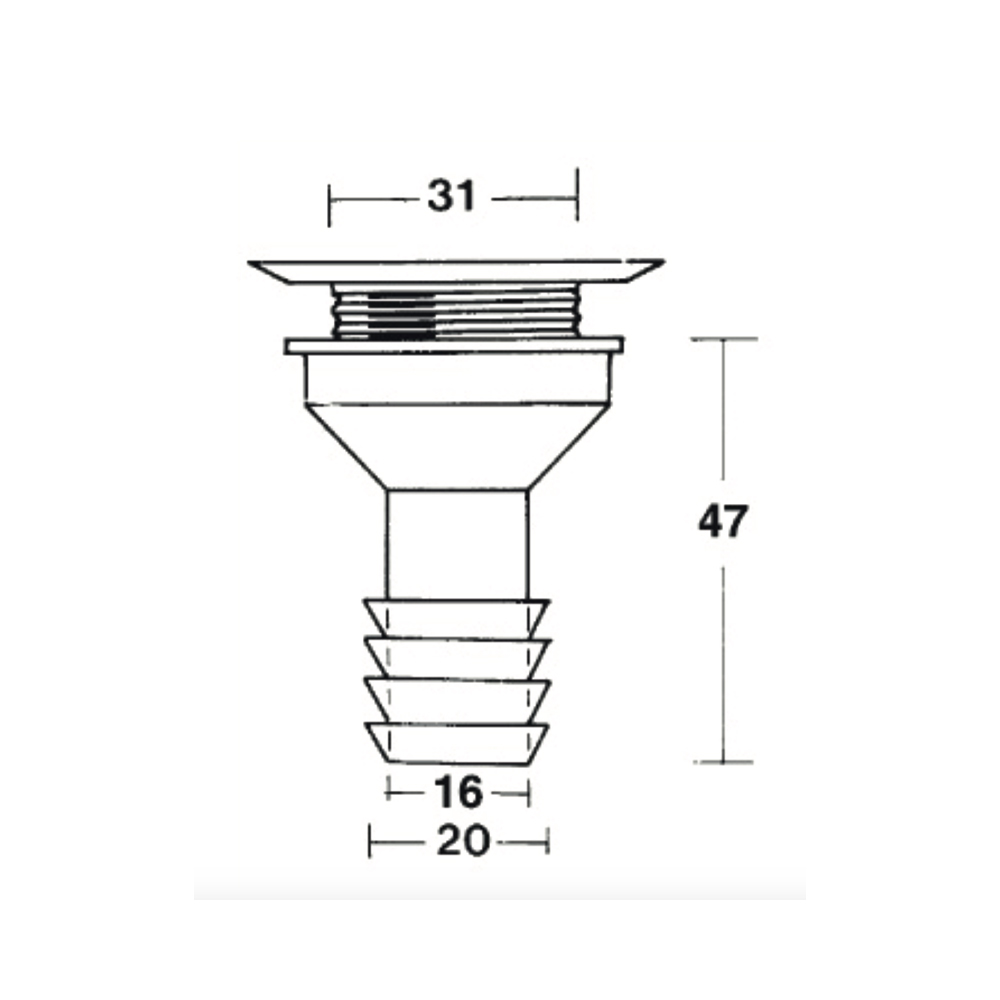 Abfluss gerade D.20 mm mit Kettenstopfen – 10 Stück Abflüsse und Siphons Solandata 2