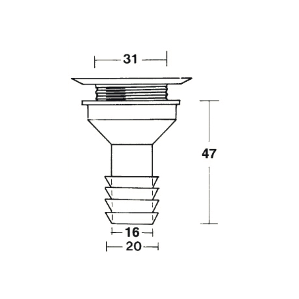 Abfluss Gerade D.20 mm. Mit Automatischem Wassertankdeckel – 10 Stück Abflüsse und Siphons Solandata 2