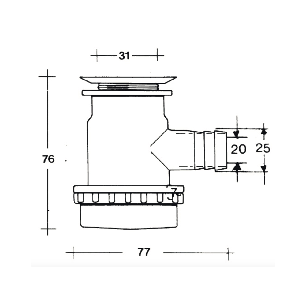 Abfluss mit Siphon D. 25 mm. Mit Wassertankdeckel und Kette – 4 Stück Abflüsse und Siphons Solandata 2