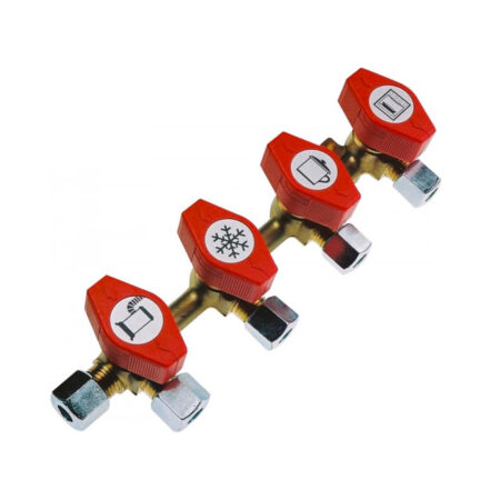 Gas-Verteiler 4-Wege für 8 mm Schlauch. Zubehör Solandata 2