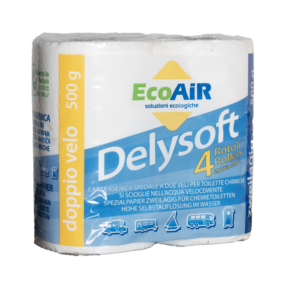 Spezial Toilettenpapier Delysoft – 4 Rollen Sanitärflüssigkeit Solandata