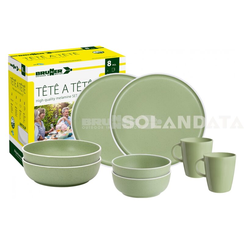 Set Tête-à-Tête Dolomit Green – 8 Stück Outdoor Geschirrsets Solandata