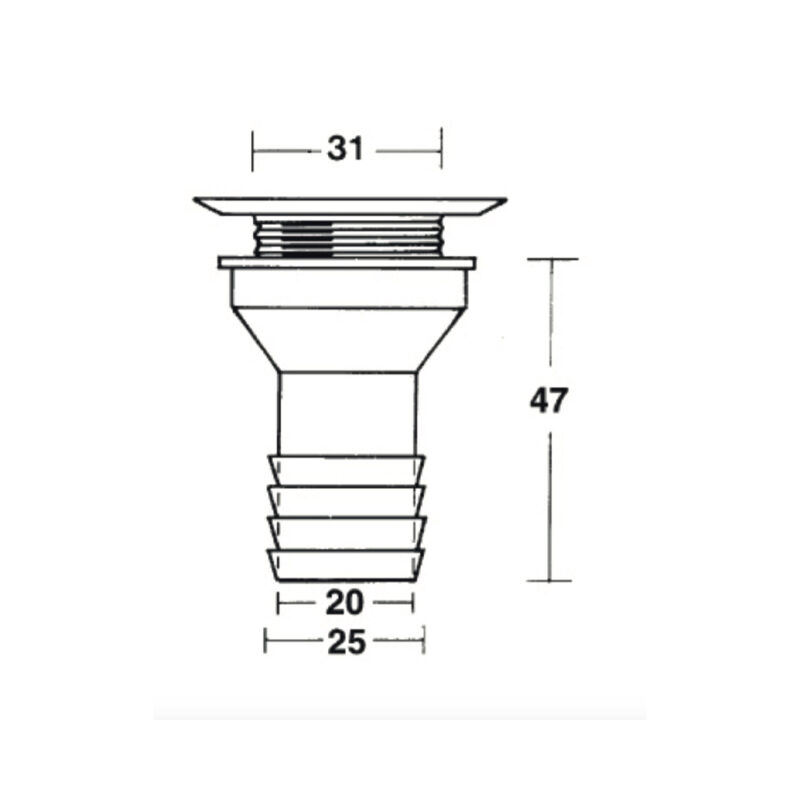 Piletta Dritta D. 25 Mm. Con Tappo Automatico – 10 Pezzi Pilette E Sifoni Solandata 2
