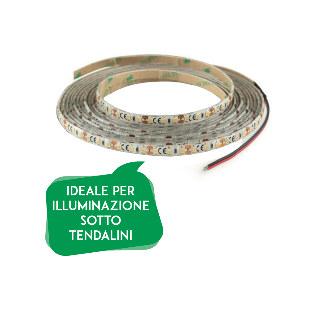 Striscia A Led 12 Volt, Ip65, 120 Led/Mt, Luce Bianco Naturale Illuminazione Solandata