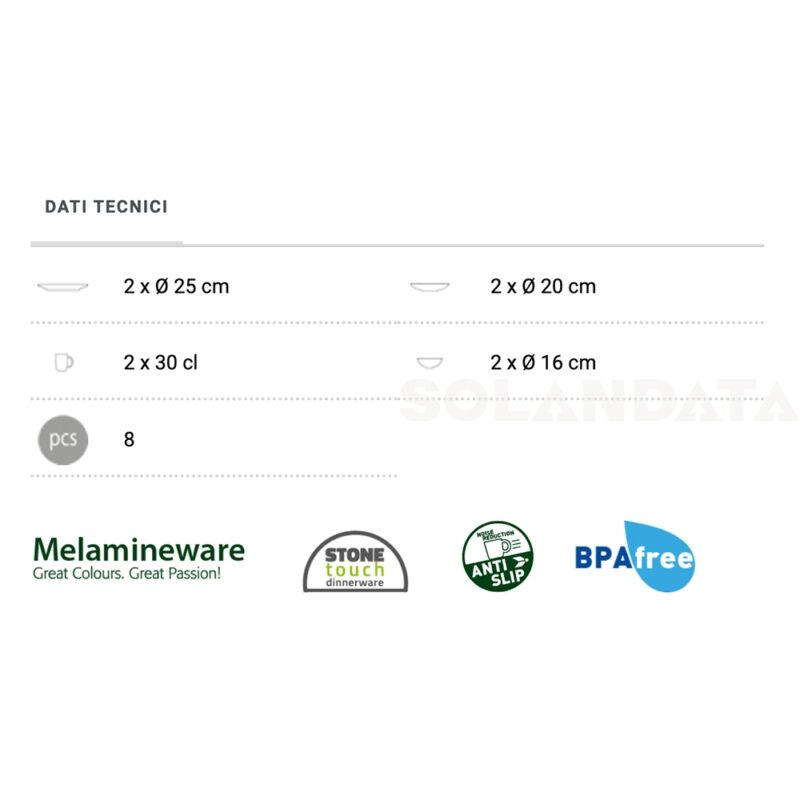 Set Tête-À-Tête Dolomit White – 8 Pezzi Stoviglie Outdoor Solandata 4