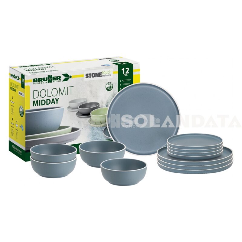 Set di Stoviglie Midday Dolomit Blue – 12 Pezzi Stoviglie Outdoor Solandata